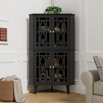 Scurrty Tall Corner Shelf Stand, Large Shelf Corner Table Sideboard Cabinet by Scurrty