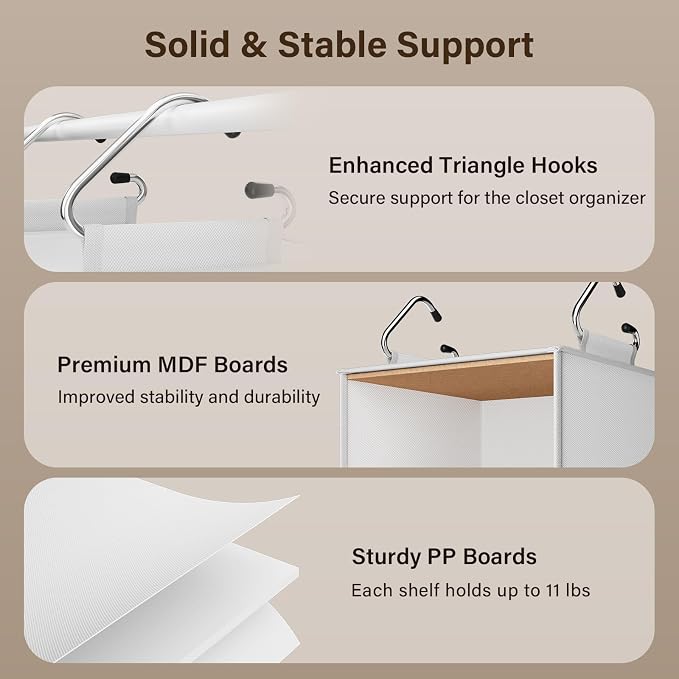 Pipishell 6-Shelf Hanging Closet Organizer, Hanging Shelves - Image 8