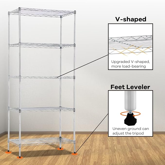 NChanmar 5-Tier Wire Shelving Unit Storage Shelves Metal Shelves 61"x24"x14" - Image 3