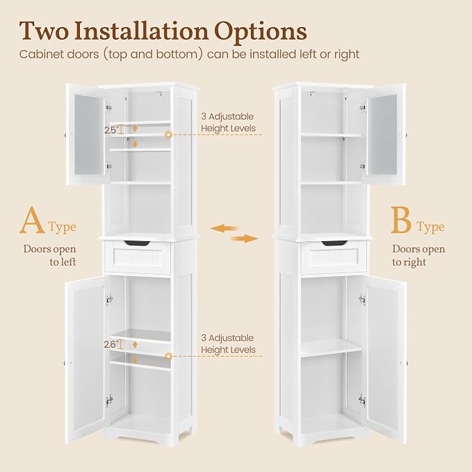 Yaheetech Tall Slim Bathroom Storage Cabinet - Image 6