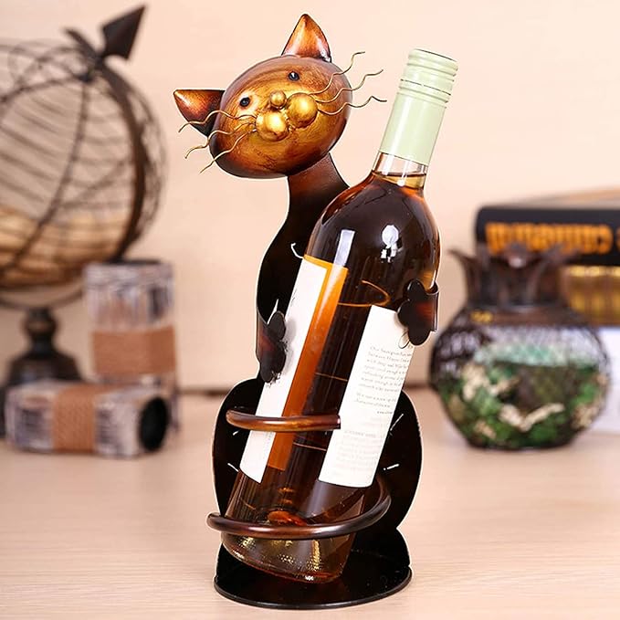 Tooarts Cat Shaped Wine Holder Wine Rack shelf Metal Sculpture Practical Home - Image 7