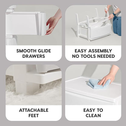 IRIS USA 4-Drawer Wide Plastic Drawer Organizer, Matte White | Organize clothing - Image 3