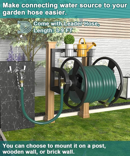 Artigarden Garden Wall Mounted Hose Reel, Outdoor Heavy-Duty Water Hose Holder - Image 3