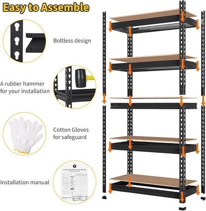 PioneerWorks 2000lbs Storage Shelves 5 Tier, Adjustable Heavy Duty Garage - Image 7