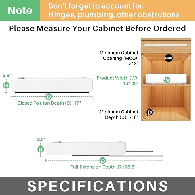 Pull out Cabinet Organizer, Expandable Heavy Duty Slide out Drawers Fixed - Image 2