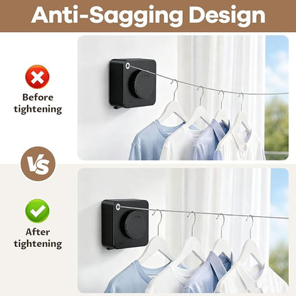 Retractable Clothesline Indoor & Outdoor, Non-Sagging Heavy Duty Retracting - Image 4