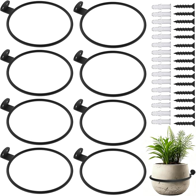 6 Inch Wall Plant Holder Set of 8, Metal Flower Pot Hangers, Wall Mounted by SSNEWOG