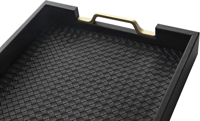 HofferRuffer Faux Leather Rectangle Serving Tray Decor Platter - Image 6