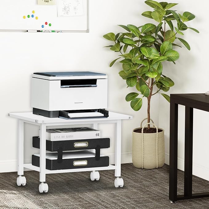 Lerliuo Under Desk Printer Stand, 2-Tier Industrial Mobile Printer Table - Image 7