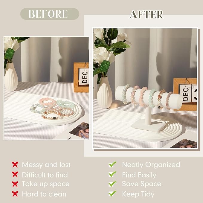 Wenqik 4 Pcs Bracelet Holder Stand Beige Velvet Bracelet Jewelry Display Holder - Image 4