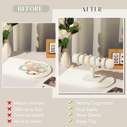 Wenqik 4 Pcs Bracelet Holder Stand Beige Velvet Bracelet Jewelry Display Holder - Image 4