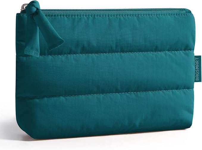 BAGSMART Small Makeup Bag, Machine Washable Puffy Cosmetic Pouch | 1.6" slim by BAGSMART