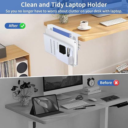 LUKETURE Desk Side Storage, Steel Side Desk Organizer, No Drill Laptop Holder - Image 6