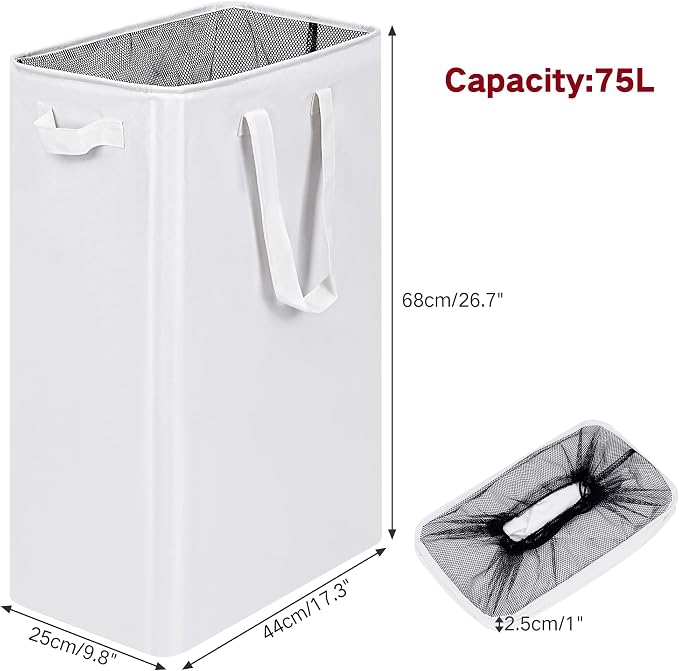 efluky Slim Laundry Basket, Narrow Laundry Hamper - Image 2