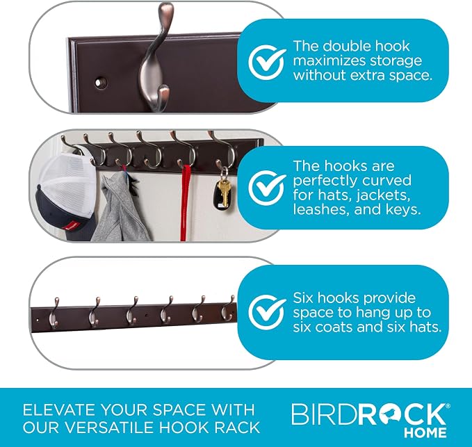 BIRDROCK HOME Hook Coat and Hat Rack - Image 5