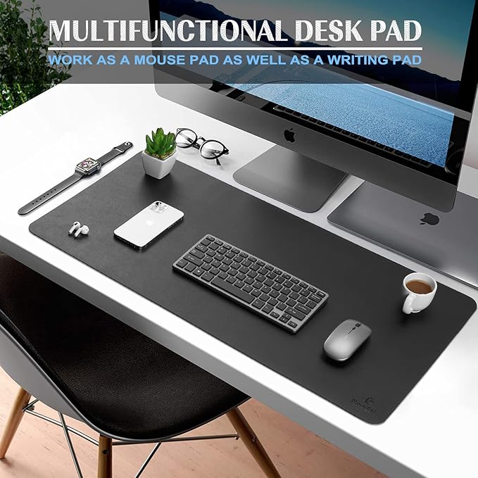 K KNODEL Large Office Leather Desk Mat, Mouse and Keyboard Pad, Computer and - Image 2