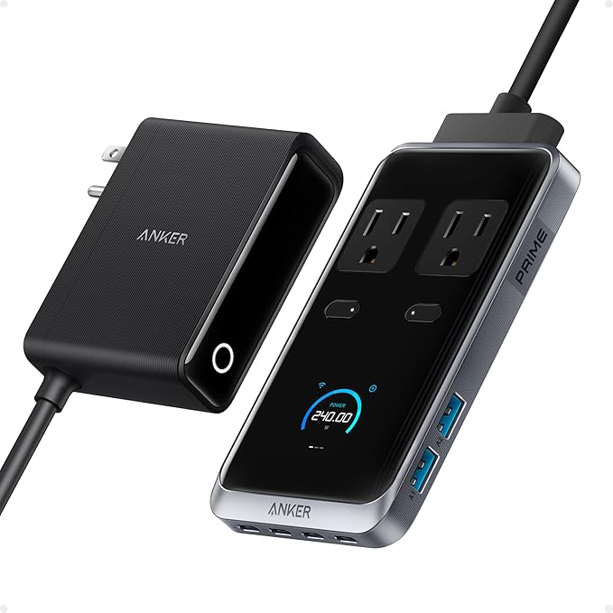 Anker Prime Charging Station, 240W 8-in-1 Power Strip, 2 AC, 4 USB C | 2USB A by Unknown