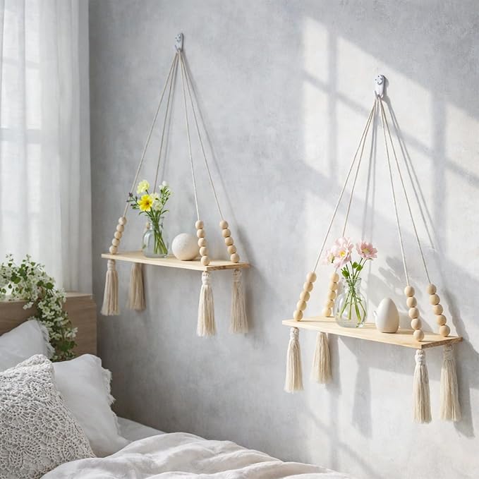 Artilady 2 Pack Wooden Wall Hanging Shelves - Image 3