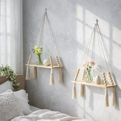 Artilady 2 Pack Wooden Wall Hanging Shelves - Image 3