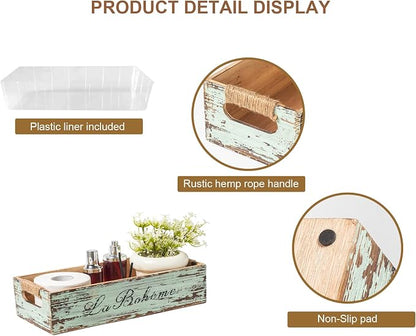 TIMRIS Farmhouse Distressed Wooden Storage Box, Rustic Bathroom Decor Box - Image 6