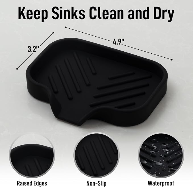 Zulay Kitchen Small Silicone Sponge Holder – Space-Saving Sink Organizer Tray - Image 4