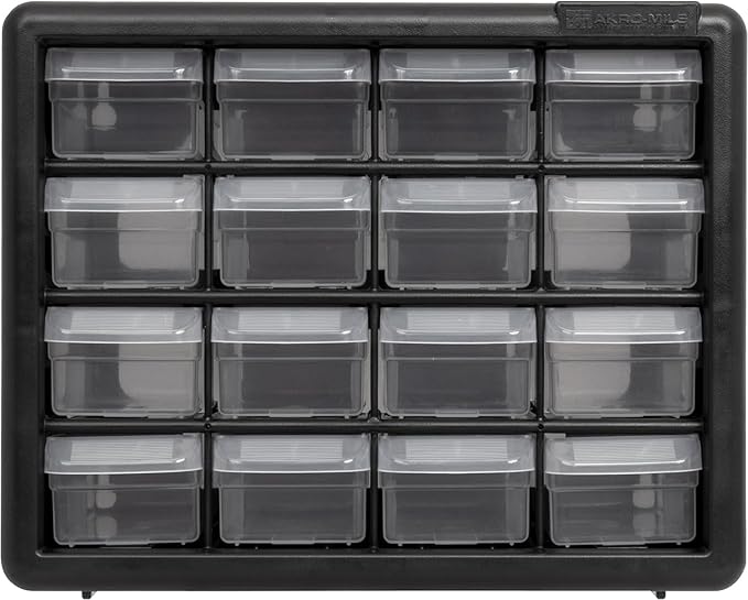 Akro-Mils 16-Drawer Plastic Storage Cabinet, 10.5"W x 6.5"D x 8.5"H, Makeup - Image 16