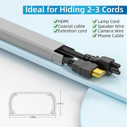Yecaye 142in Wall Cord Hider for 2-3 Cords, On-Wall Cord Cover Channel - Image 2