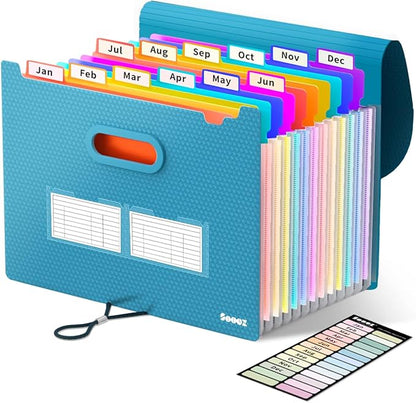 Sooez Accordion File Organizer, 13-Pocket Expanding File Folder Letter Size | by Sooez