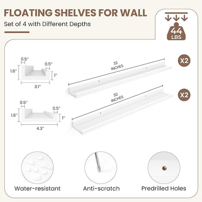 Fun Memories Picture Ledge Shelf, 32 Inch Picture Shelves - Image 3