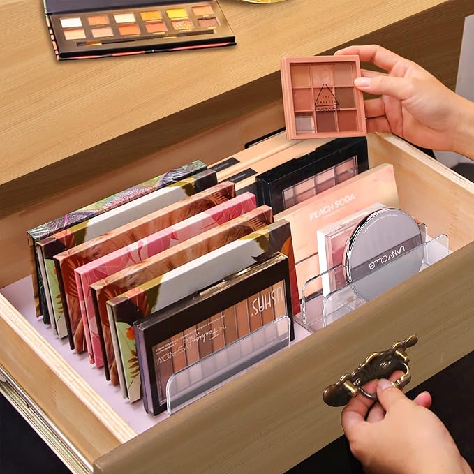 Lolalet Clear Acrylic Makeup Palettes Organizer, Divided Sections Stand Rack - Image 2