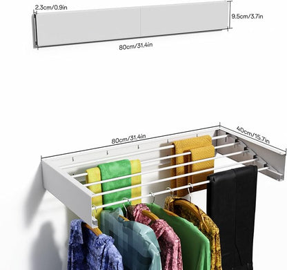 Wall Mounted Drying Rack for Laundry 31.5'', Folding Drying Rack Clothing Wall - Image 4