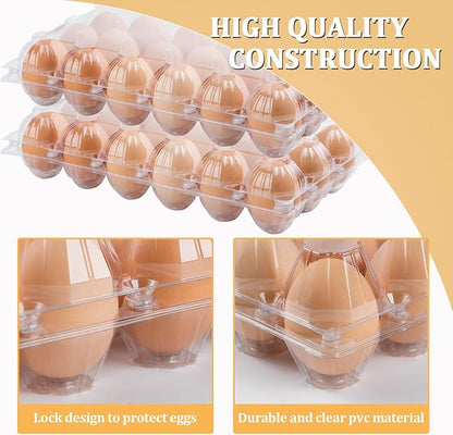APOCHON 40PCS Plastic Egg Cartons 18 Count, Reusable Egg Holder - Image 3
