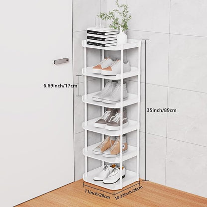 6 Tier Narrow Shoe Storage Rack, Compact Single Shoerack Stand - Image 3