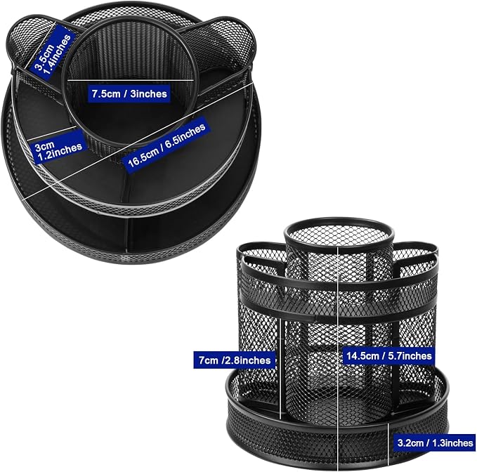 Comix 360° Rotating Pen Holder for Desk, 9 Compartments Office Desk Organizer - Image 4