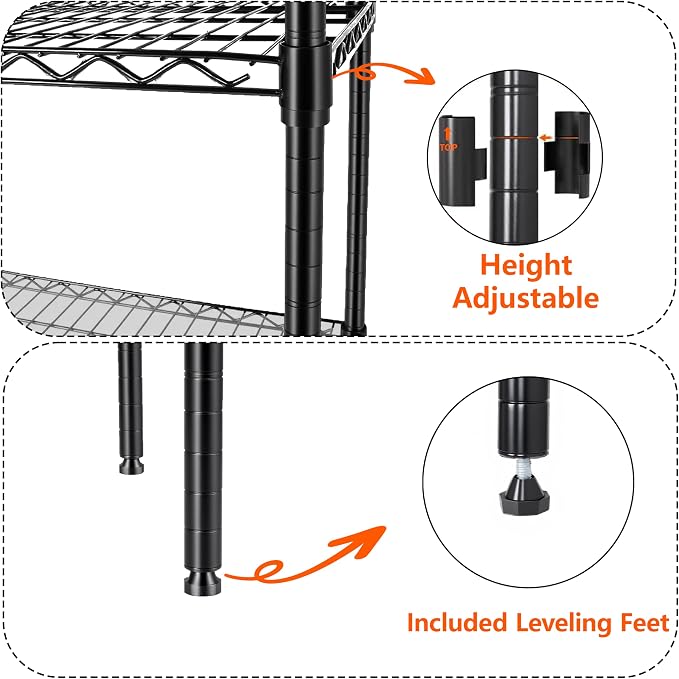 GDFStudio 3-Tier Storage Shelves Set of 2, Adjustable Garage Storage Racks - Image 5