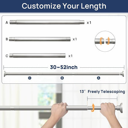 ENJOYBASICS 1" Nickel Shower Curtain Rod, 30-52" Adjustable, Secure Tension | - Image 2