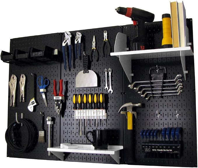 Wall Control Pegboard Organizer 4 ft. Metal Pegboard Standard Tool Storage Kit by Wall+Control
