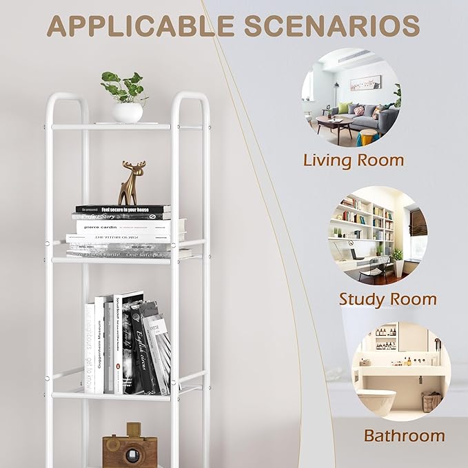 JSB 3 Tier Narrow Bathroom Shelving Unit, Kitchen Storage Rack Organizer Metal - Image 4
