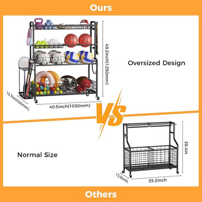 VOPEAK Oversized Sports Equipment Organizer, 4 Layers Rolling Ball Storage Rack - Image 6