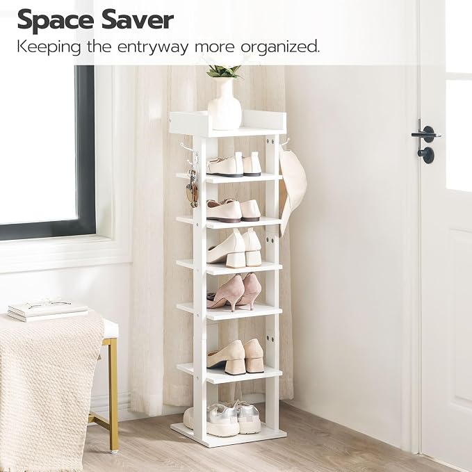 HOOBRO Vertical Shoe Rack for Front Door Entryway, 7 Tier Wooden Shoe Storage - Image 3