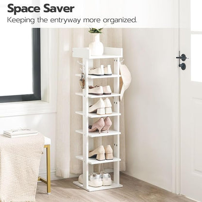 HOOBRO Vertical Shoe Rack for Front Door Entryway, 7 Tier Wooden Shoe Storage - Image 3