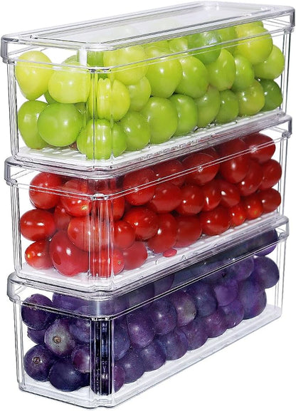 YINGRACE 3 Pack Fridge Organizer Bins, Stackable Refrigerator Organizers and by YINGRACE