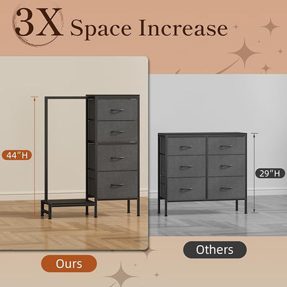 HIGDBFE Dresser with Hanging Rack, 4 Drawers Small Closet - Image 5