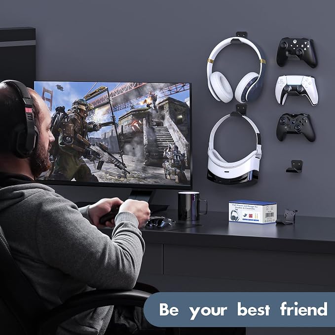 Controller Wall Mount for PS5/PS4/Xbox/Switch Controller, Adhesive PS5 Headset - Image 7