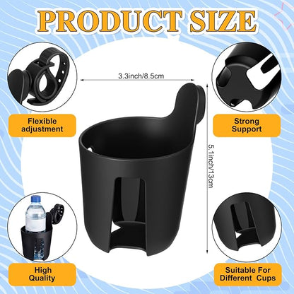 Domensi 2 Pcs Bed Cup Holder Black Plastic Movable Cup Holder - Image 3