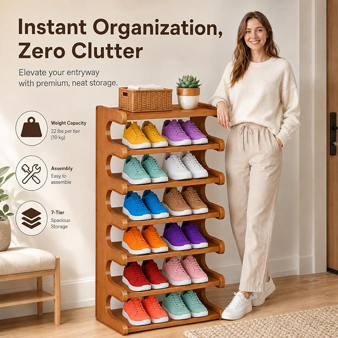 7-Tier Vertical Shoe Rack Tower - Image 5