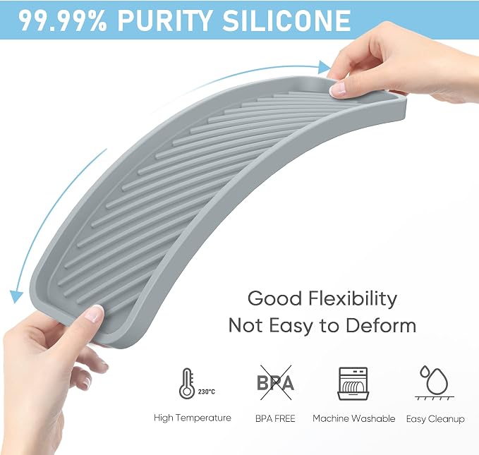 EG-SIPRO Kitchen Sink Organizer Tray, 2 Pack Silicone Sponge Holder - Image 3