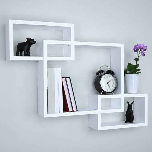 Ballucci Wooden Interweave Floating Wall Mounted Shelves, Horizontal and by Ballucci