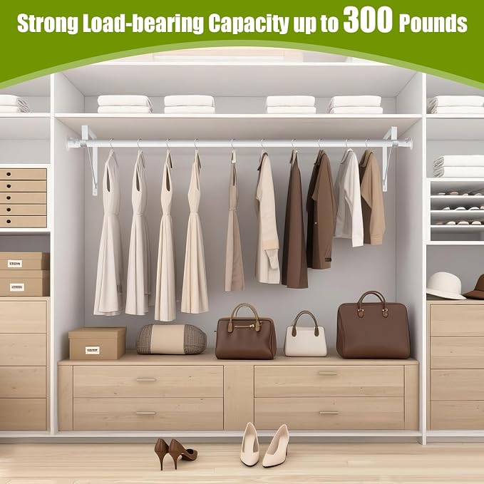 Closet Rod, 16 to 75 Inch Clothes Rods Heavy Duty Adjustable Clothes Rods - Image 6