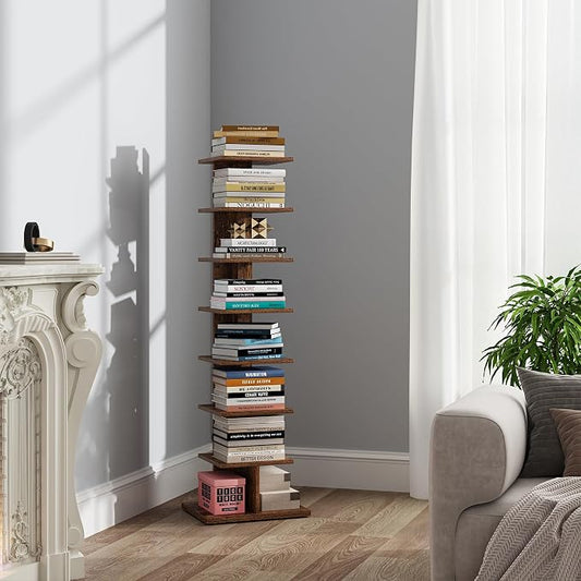TUTOTAK Book Shelf, Narrow Spine Bookshelf, 8-Tier Bookcase by ChoosetutotakFurnitureBuildYourCozyHome